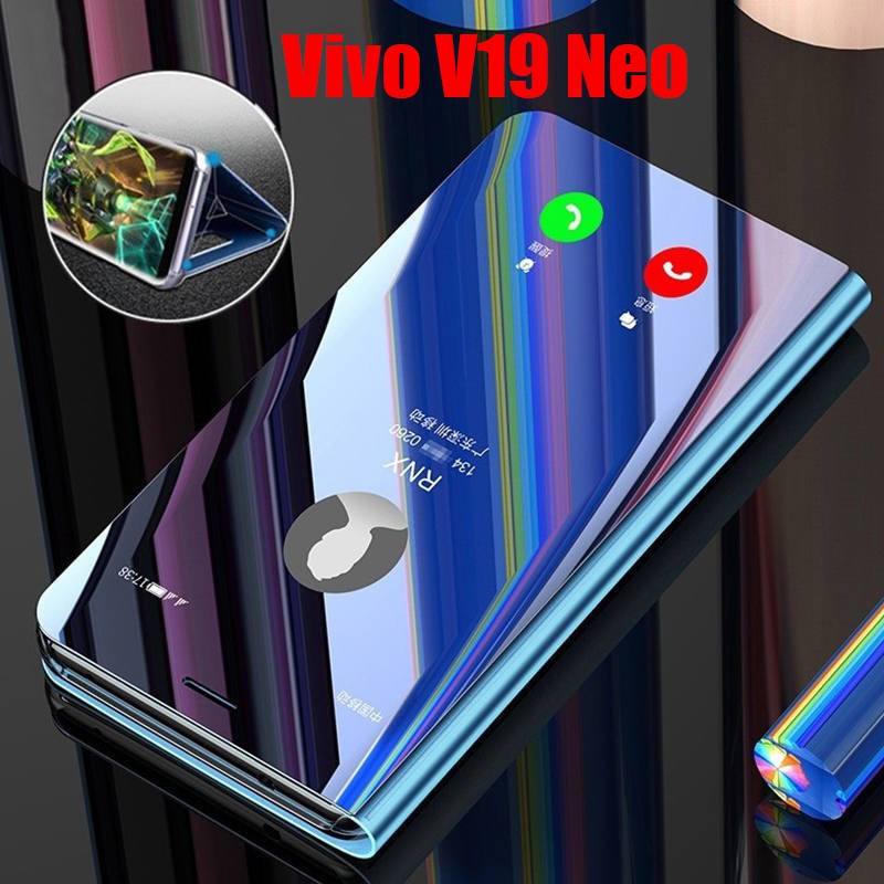 Bao da điện thoại nắp lật tráng gương thông minh trong suốt sang trọng cho VIVO V19 NEO