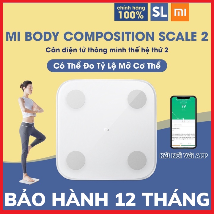 Cân Sức Khỏe Điện Tử Thông Minh Xiaomi Body Fat Scale tester 2 &amp; Scale2 thông minh XIAOMI Mi body fat - BH 12 Tháng