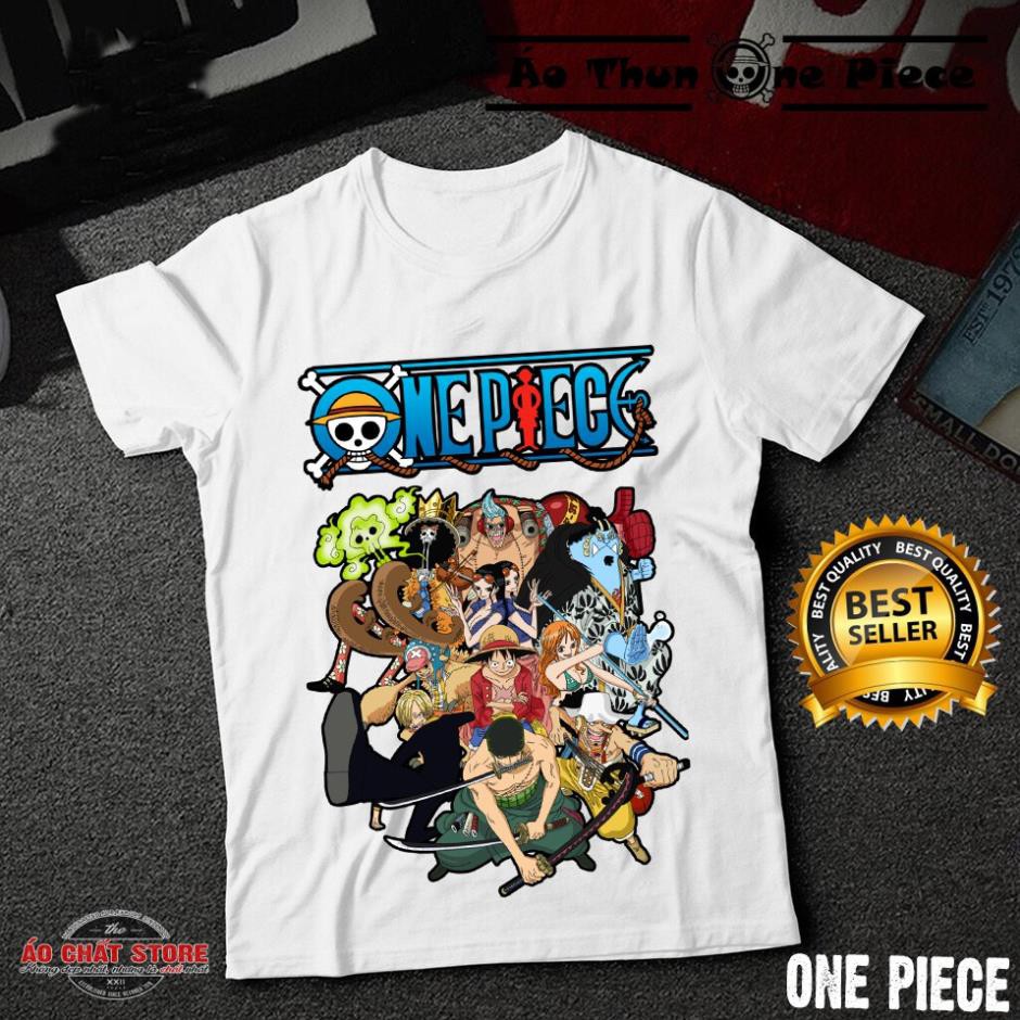 XẢ KHO -Áo Thun In Hình Monkey D. Luffy "Băng Hải Tặc Mũ Rơm" One Piece Trắng Cực Đẹp