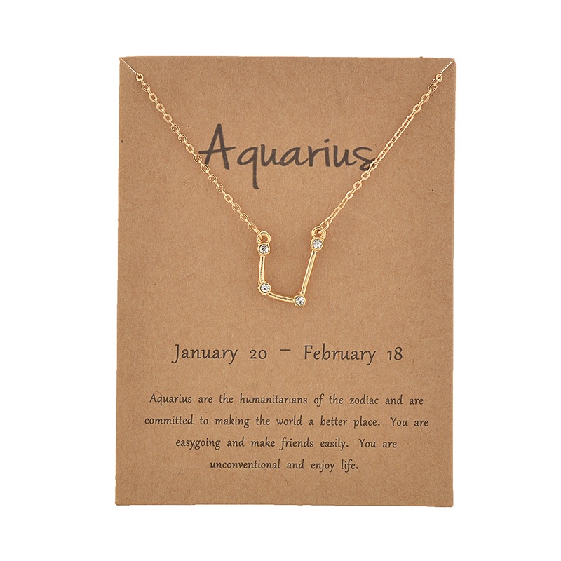 Zodiac Constellation Diamond-Set Alloy Color Preservation Pendant Necklace