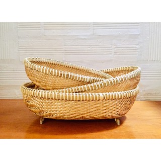  Rổ Tre Oval Rổ Mây Tre Đan Kỹ Có Chân Rổ Rá Đựng Trái Cây Rau Củ Decor Bếp 