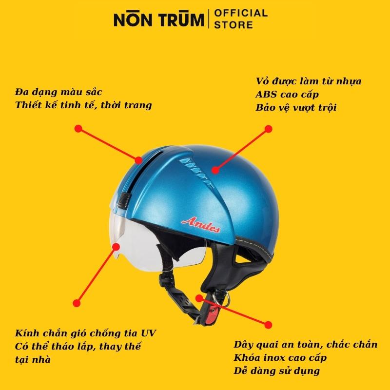 Nón Andes 181 chính hãng có kính âm tiện dụng, freesize 55-58cm, freeship toàn quốc, bảo hành 12 tháng