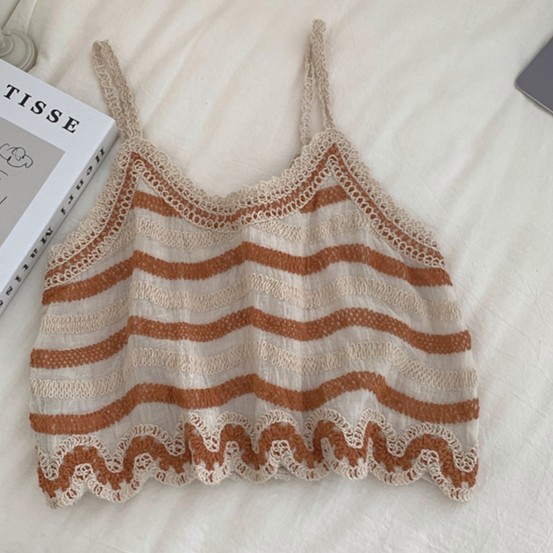 Áo Croptop Hai Dây Dệt Kim Vải Cotton Lanh Thêu Hình Trái Tim Kiểu Vintage Thời Trang Mùa Hè Cho Bạn Gái
