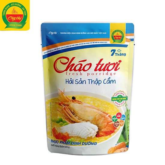 14 Vị Cháo Tươi Cây Thị - Bào ngư, Yến, Gà ác, Cá hồi, Cá lóc, Tôm, Ếch, Lươn, Bò, Heo, Hải sản, Cá chẽm, Gà nấm, Rau củ