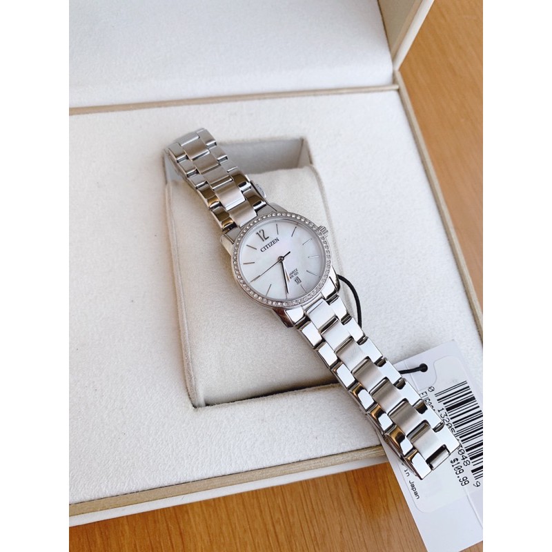 Đồng hồ nữ Citizen EU6030-81D size 28mm, lịch ngày 6h, đính đá swarovski, thép ko gỉ