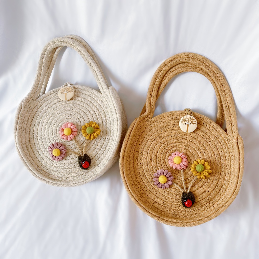 Túi thời trang dệt thủ công dành cho phụ nữ  phong cách retro túi nhỏ đeo chéo dễ thương  túi đeo vai nữ tròn