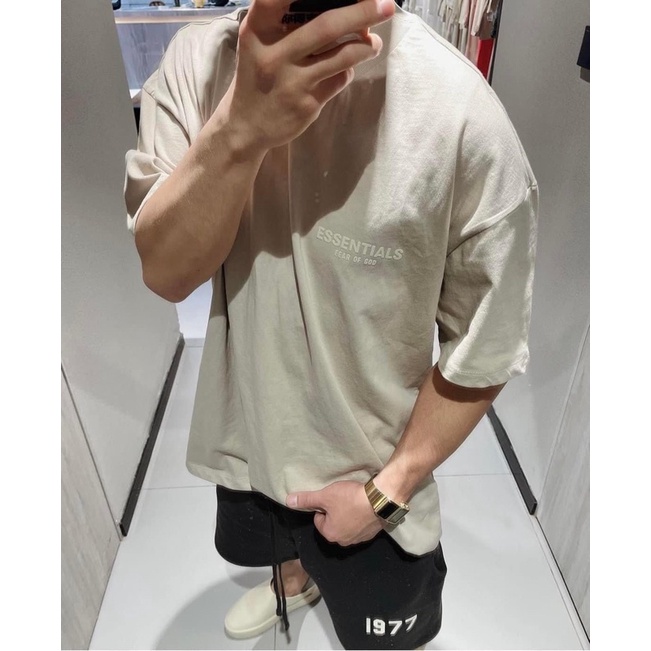 Áo và quần Fear Of God FOG Essentials SS22 Wheat bản cao cấp, Set đồ FOG Essentials chất liệu cotton nỉ