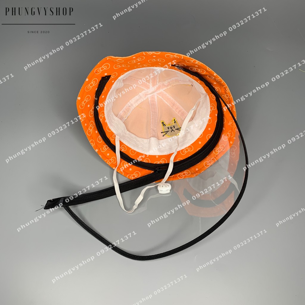 [Bé khoảng &lt;18tháng/vòng đầu48cm] Mũ chống dịch bắn, nón cản bụi MÈO LOVE FISH