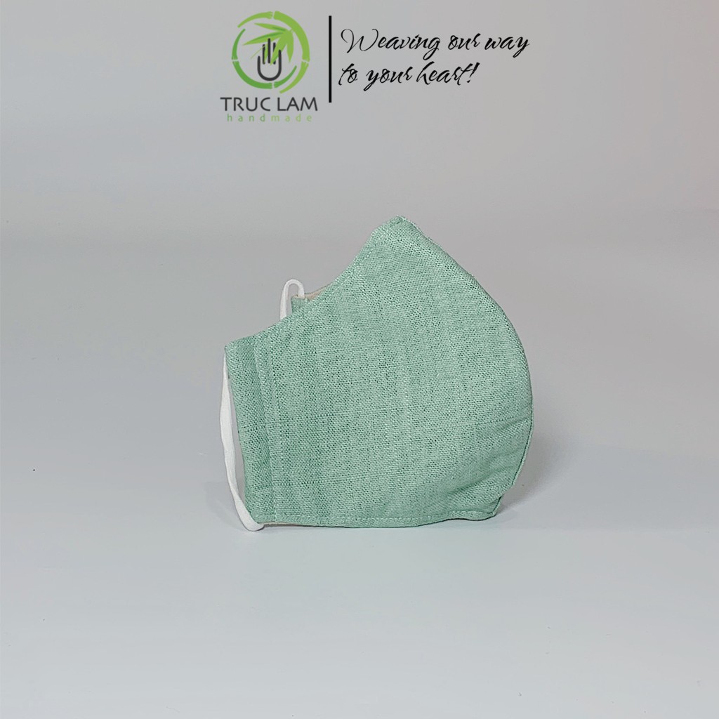 Khẩu Trang Vải 3 Lớp Chất Liệu Linen Màu Trơn A Trúc Lâm Handmade