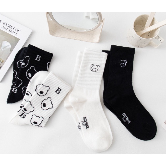Vớ Tất hình Gấu, chữ B cao cổ Nam Nữ siêu dễ thương và xinh xắn