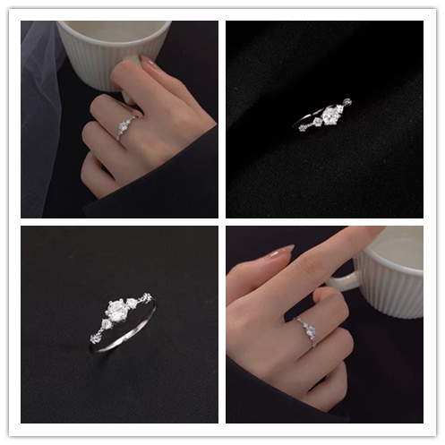 Nhẫn Hở Mạ Bạc Đính Đá Màu Sắc Tinh Tế Thời Trang Cho Nữ