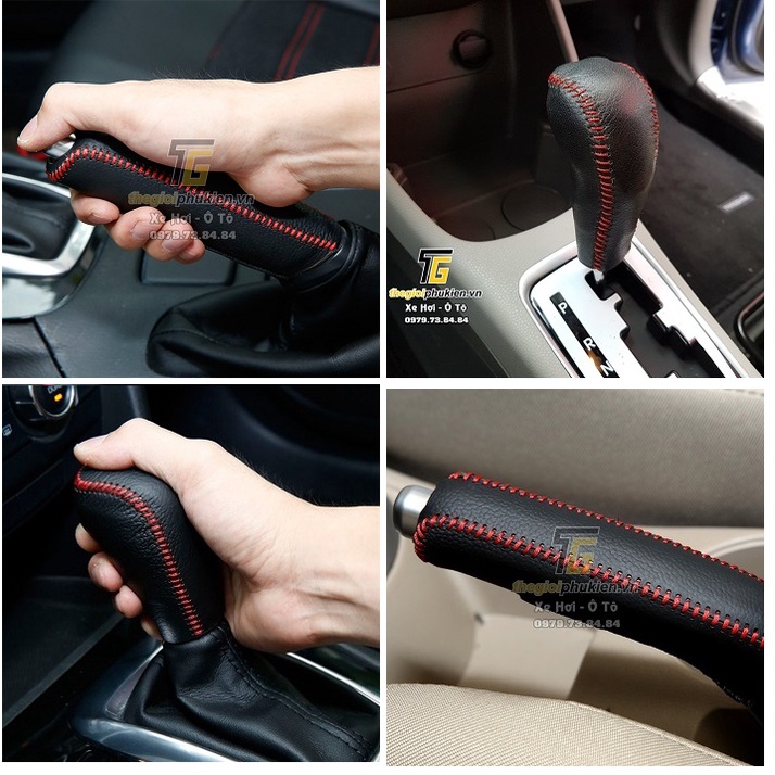 Ốp da bảo vệ tay nắm cần số và phanh tay xe Kia Morning 2012-2020