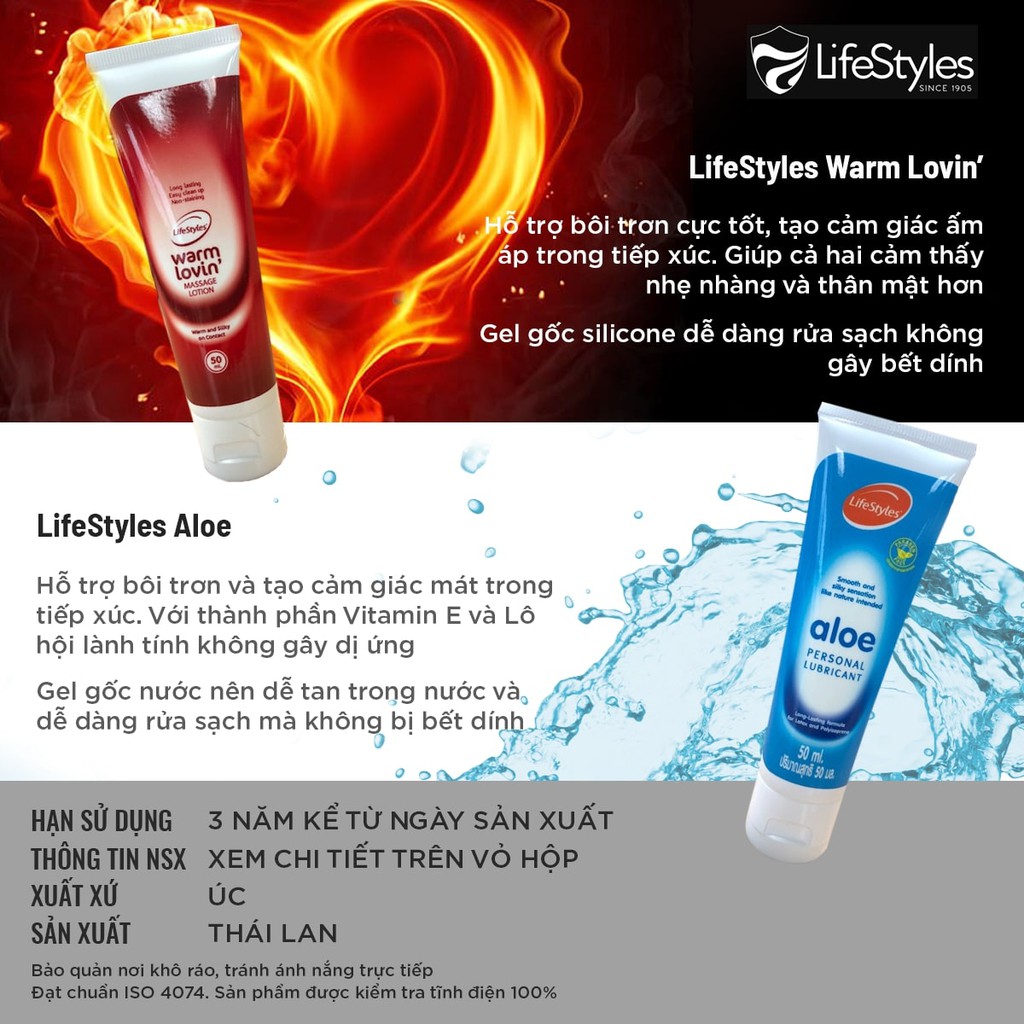 Combo bao cao su LifeStyles SKYN Elite Non-latex 10 cái + Gel bôi trơn LifeStyles Warm Lovin Massage Lotion 50ml