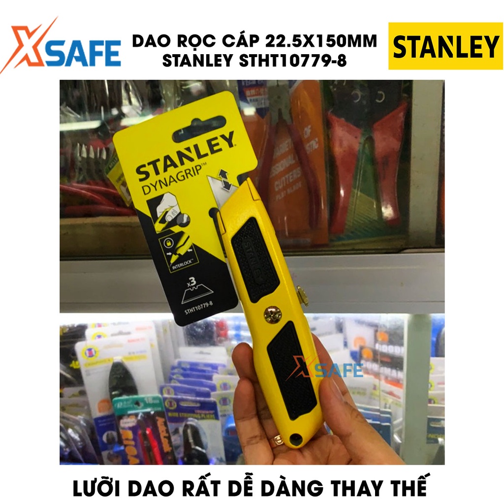 Dao rọc cáp cán nhôm STANLEY STHT10779-8 22.5x150mm, lưỡi dao hợp kim thép, tay nắm bọc cao su độ bám cao