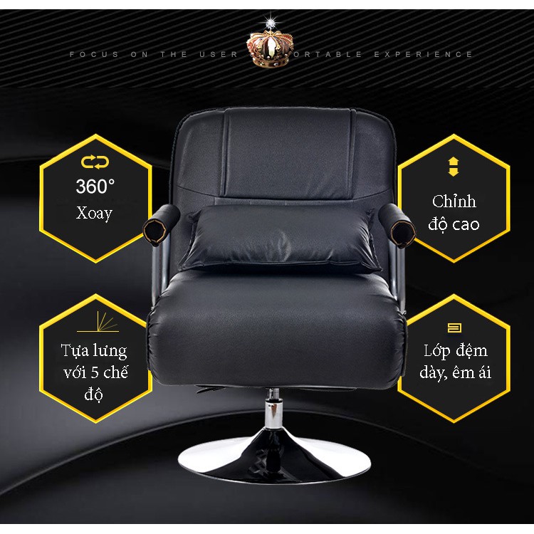 Ghế sofa giường bọc da - ghế lười kèm gối thư giãn đa năng - ghế văn phòng