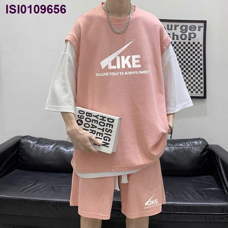 Hàng Có Sẵn Set Đồ Thể Thao Áo Thun Tay Ngắn Giả Hai Lớp + Quần Short Chơi Bóng Rổ Màu Xanh Dương Cho Nam Và Nữ