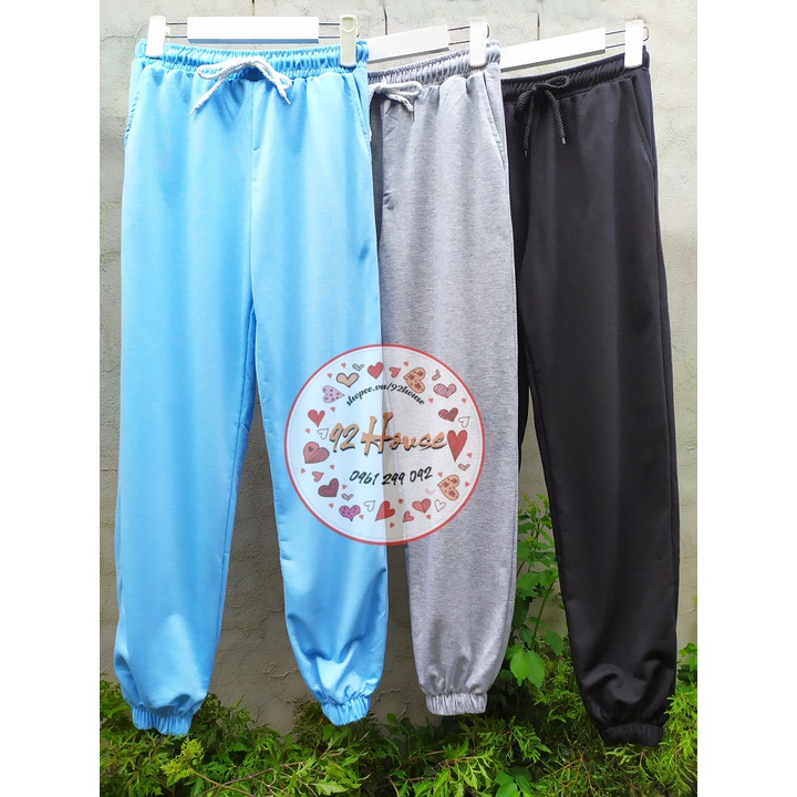 Quần jogger nỉ ống bom unisex thun trơn cạp chun nhiều màu