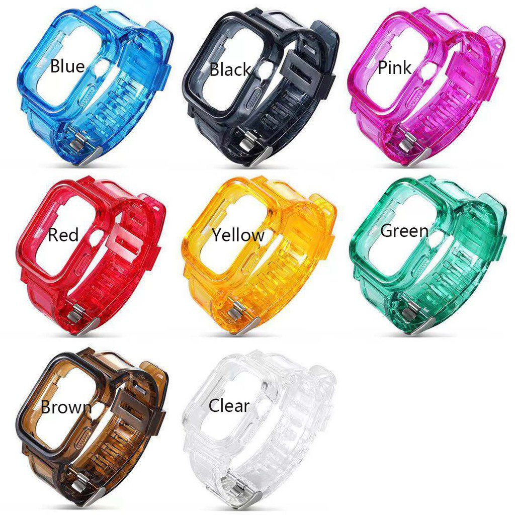Dây đeo silicon thể thao trong suốt mới nhất 2021 cho Apple Series SE 6 5 4 3 2 1 38mm-44mm Glacier Limited Edition