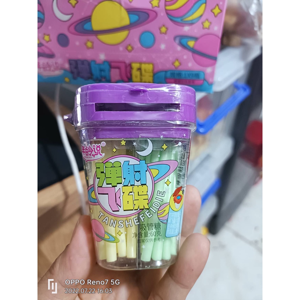 [ Tặng quà ] Kẹo tăm lạnh hộp 60g tặng kèm đĩa bay đồ chơi