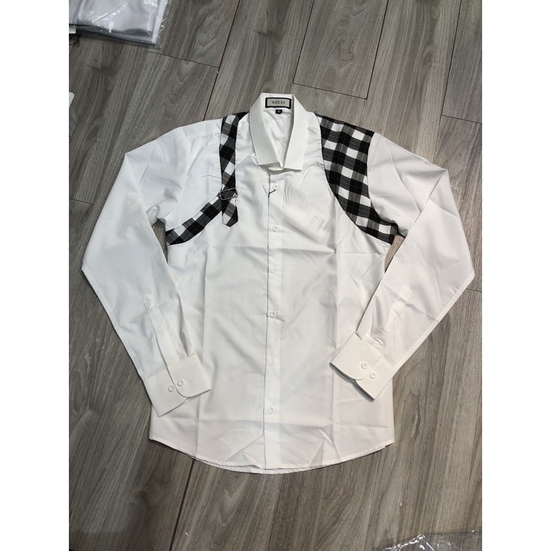 Áo sơ mi phối kẻ Mcq, áo sơ mi nam đẹp thời trang - Bee Shop | BigBuy360 - bigbuy360.vn