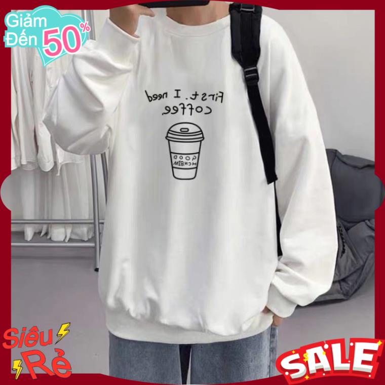 Áo sweater nam nữ coffee ST55, Áo Hoodie form rộng unisex Bùi Tuấn Anh Shop
