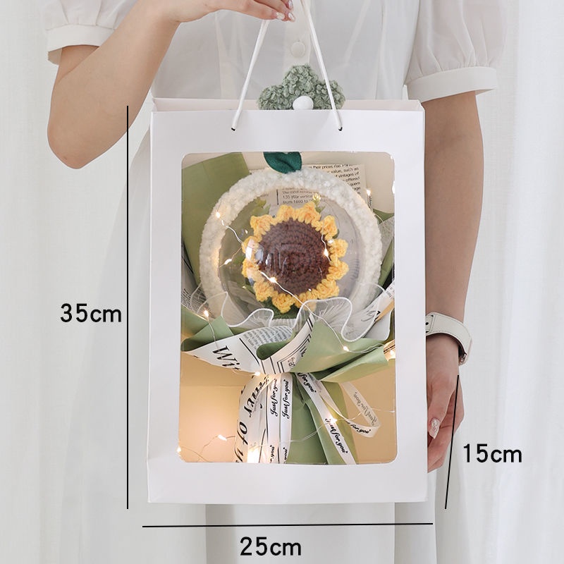 Sản Phẩm Hoàn Thiện Bó Hoa Hướng Dương Bằng Len Dệt Kim Sáng Tạo Làm Quà Tặng Sinh Nhật / Valentine Cho Bé Gái