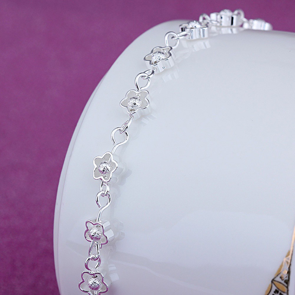 Vòng tay bạc 925 hình hoa thiết kế đơn giản xinh xắn | BigBuy360 - bigbuy360.vn