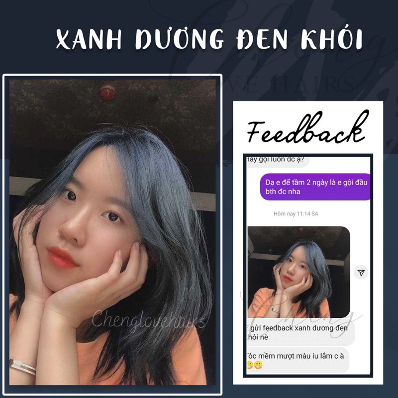 (KHÔNG TẨY) THUỐC NHUỘM TÓC XANH DƯƠNG ĐEN ÁNH KHÓI | BigBuy360 - bigbuy360.vn