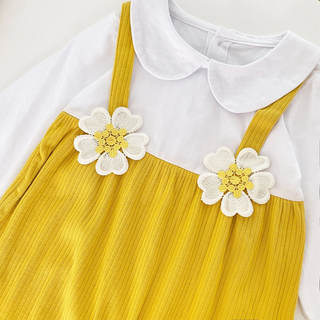 Áo liền quần Sanlutoz chất liệu cotton dài tay kiểu công chúa dành cho bé gái