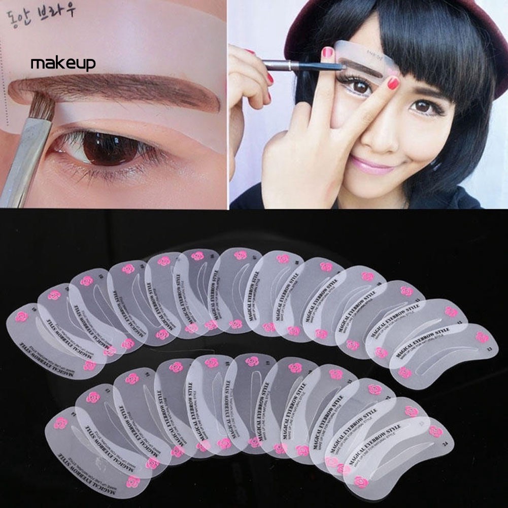 Bộ 24 khung tô chân mày nhiều kiểu dáng bằng nhựa PVC