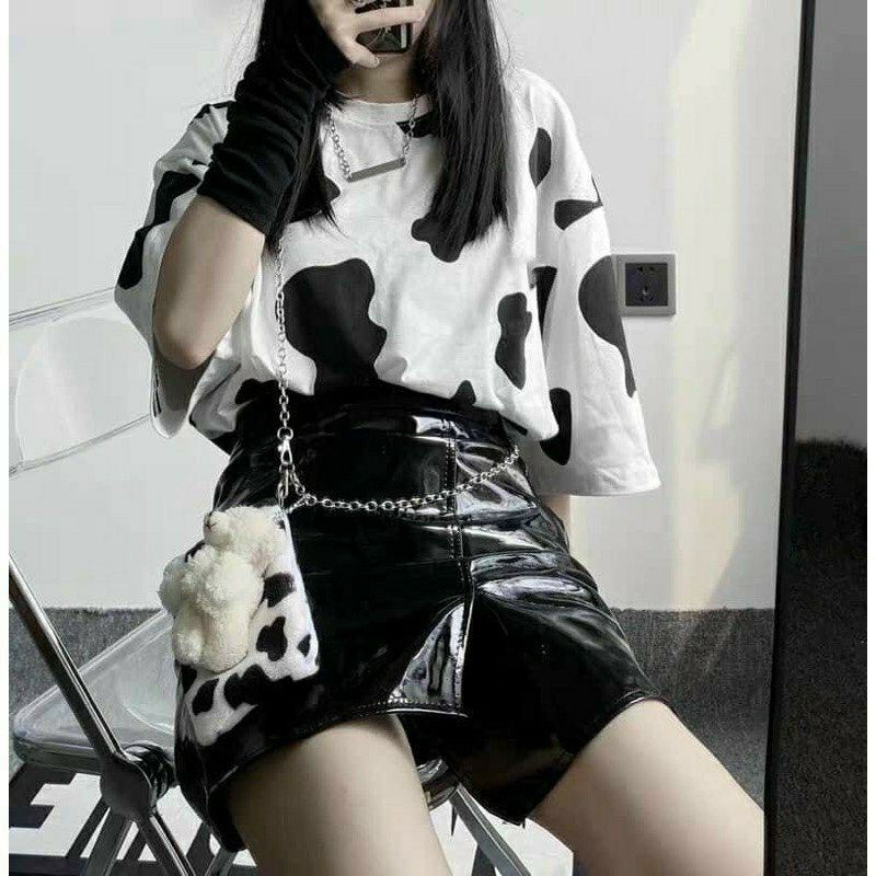 Áo thun bò sữa hot trend thời trang unisex tay lỡ form rộng