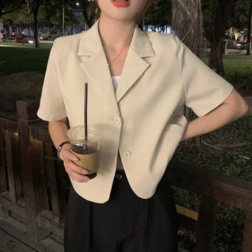 Áo khoác kiểu vest dáng ngắn tay ngắn thiết kế mới thời trang mùa hè cho nữ
