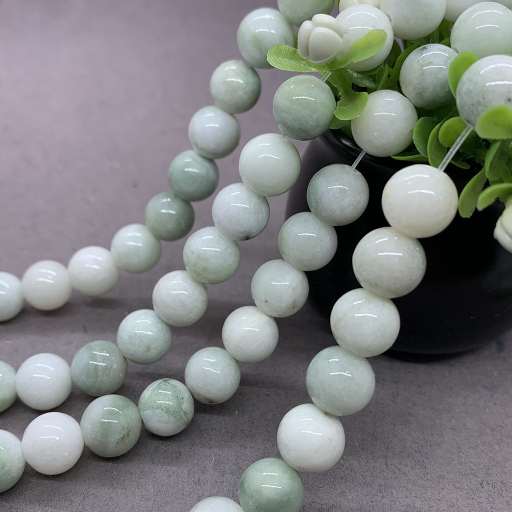 Chuỗi hạt ngọc bích Chalcedony đường kính lỗ khoảng 4-12mm dùng để làm sản phẩm DIY