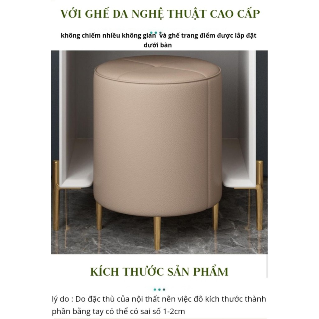 Bàn ghế trang điểm decor phòng ngủ kèm bàn để laptop & tủ ngăn kéo đựng đồ tiết kiệm S phong cách Bắc Âu