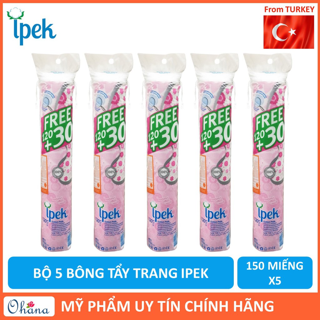Combo 5 Bông Tẩy Trang IPEK 150 Miếng (Thổ Nhĩ Kì) | BigBuy360 - bigbuy360.vn