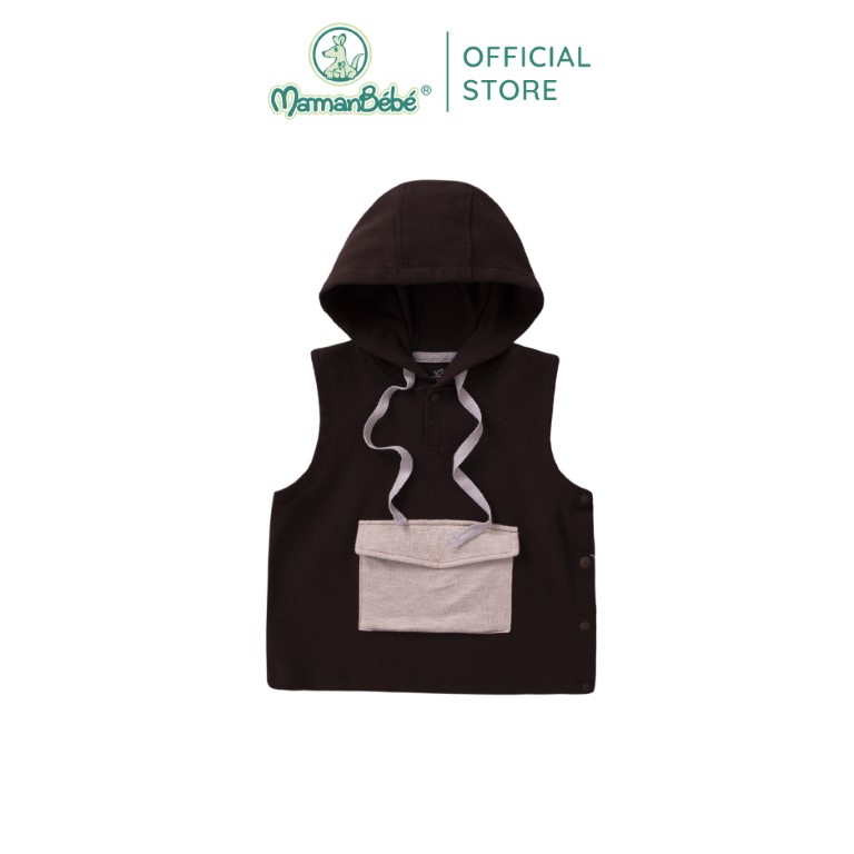 Áo Gile mũ La Pomme Cool Pocket - Nâu đậm