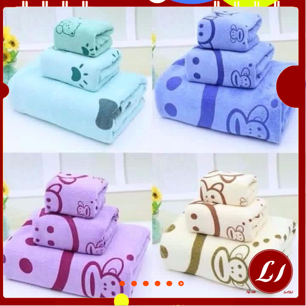 Sét 3 khăn Thái dùng trong nhà tắm tiện ích cho gia đình (gồm khăn tắm, khăn lau tóc, khăn mặt) -HÀNG LOẠI 1