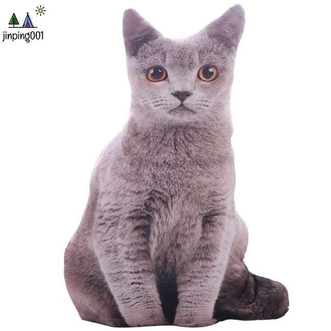 Cute Cat 3D Simulation Shape Plush Toy Comfort Pillow Sleeping Companion Doll for Kids