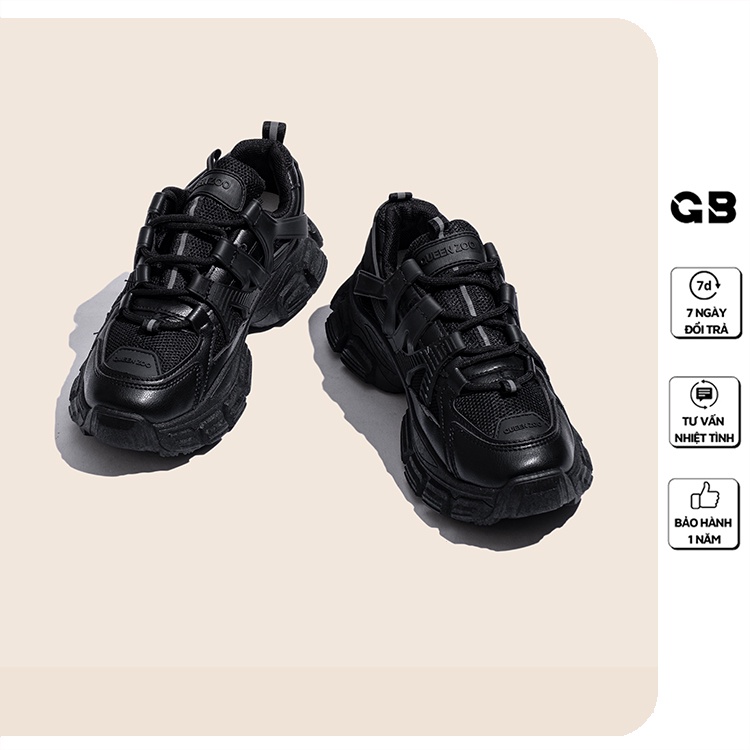 Giày Thể Thao Nữ Độn Đế Giày BOM Sneaker Tăng Chiều Cao Đế Êm Và Nhẹ, 2 Màu Đen Trắng Cá Tính giayBOM GB Warriors B1319