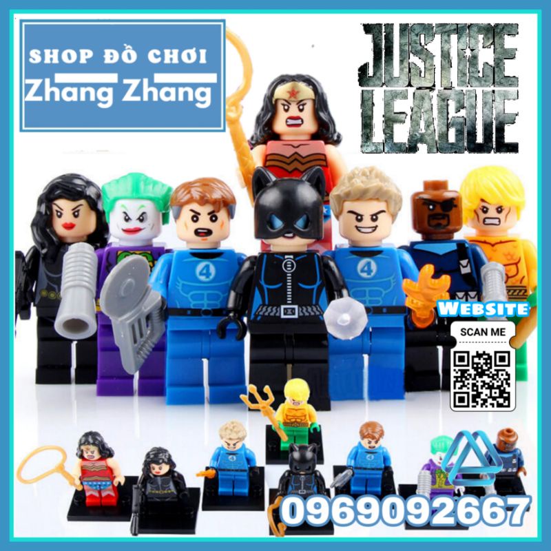 Đồ chơi Xếp hình Aquaman gồm Mr Fantastic Catwoman - Joker Nick Fury Human - Torch Wonder Woman Minifigures Xinh 051 059