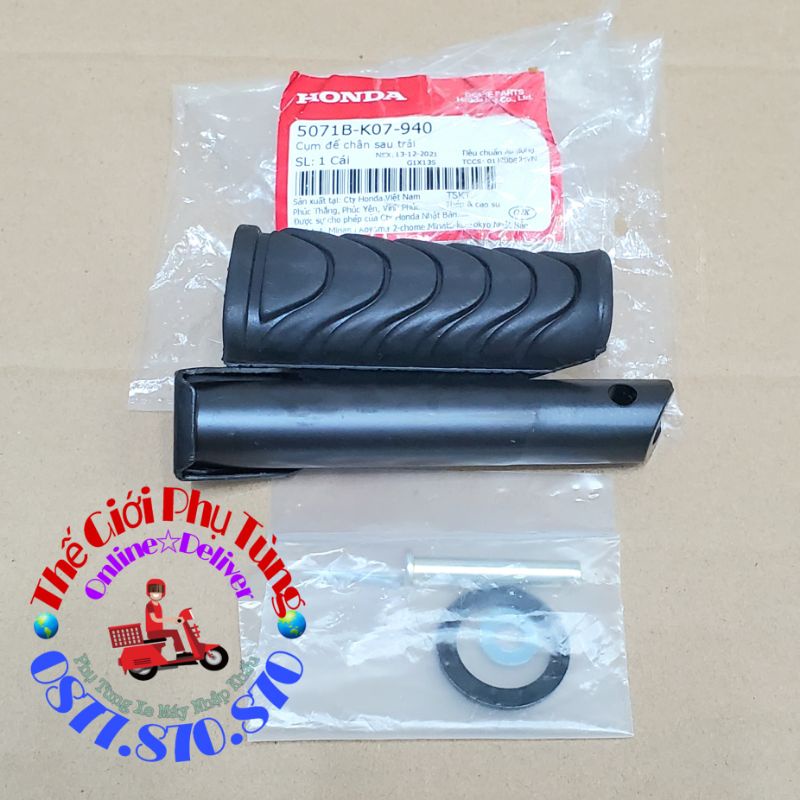 Bộ cao su gác chân xếp sau Air Blade 110 - Wave S110 zin Honda Việt Nam - 5071B-K07-940/ 5071A-K07-940