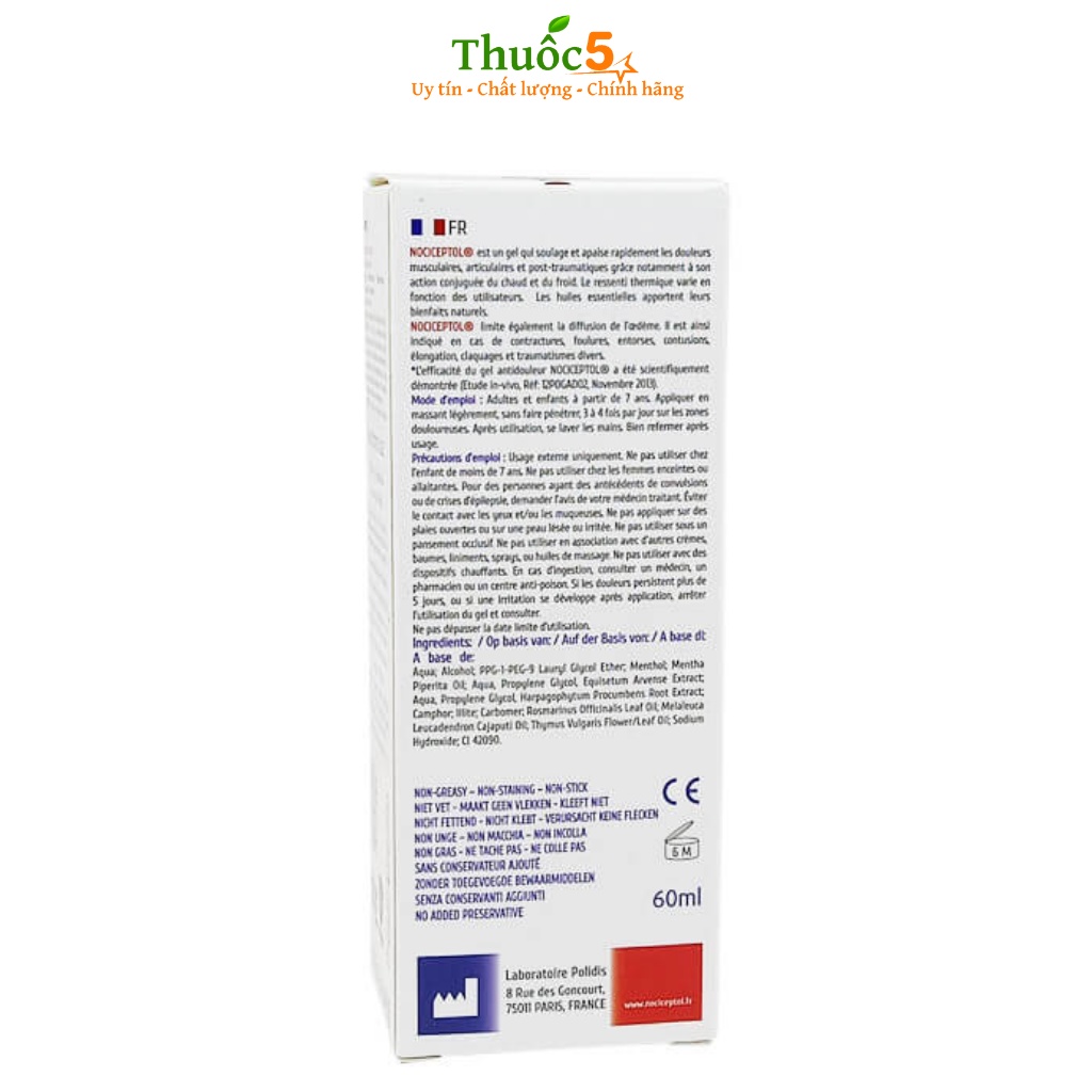 Kem Bôi Dạng Gel Nociceptol Hỗ Trợ Giảm Đau Và Các Vấn Đề Liên Quan Xương Khớp Hộp 60ml