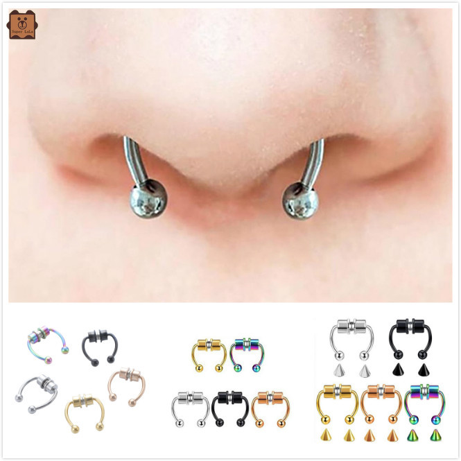 (Hàng Mới Về) Khuyên Mũi Nam Châm Bằng Thép Không Gỉ Đơn Giản Có Thể Tái Sử Dụng