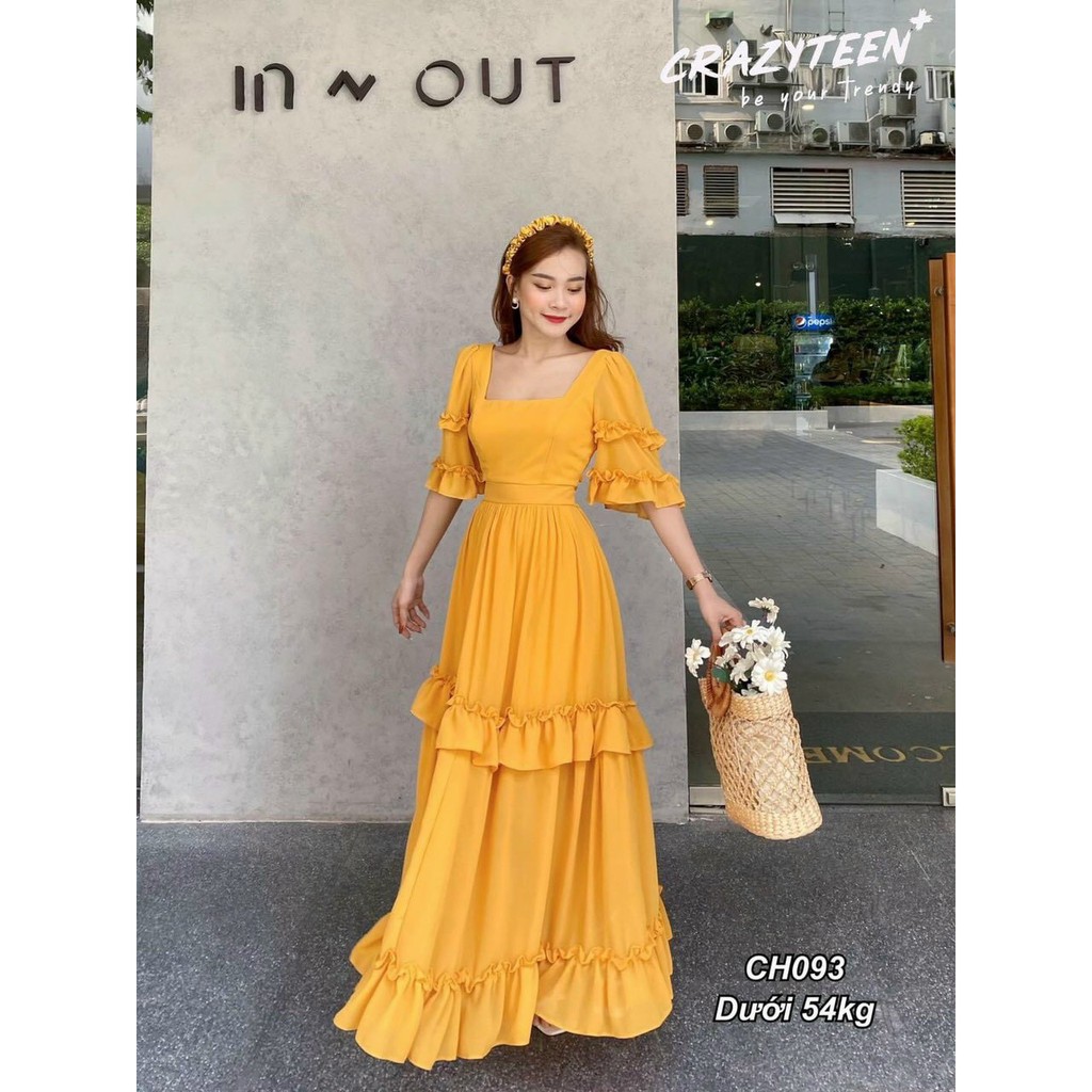 Đầm Maxi đi biển, dáng dài, xếp tầng, mê mẩn em này luôn VINTAGE STORE1