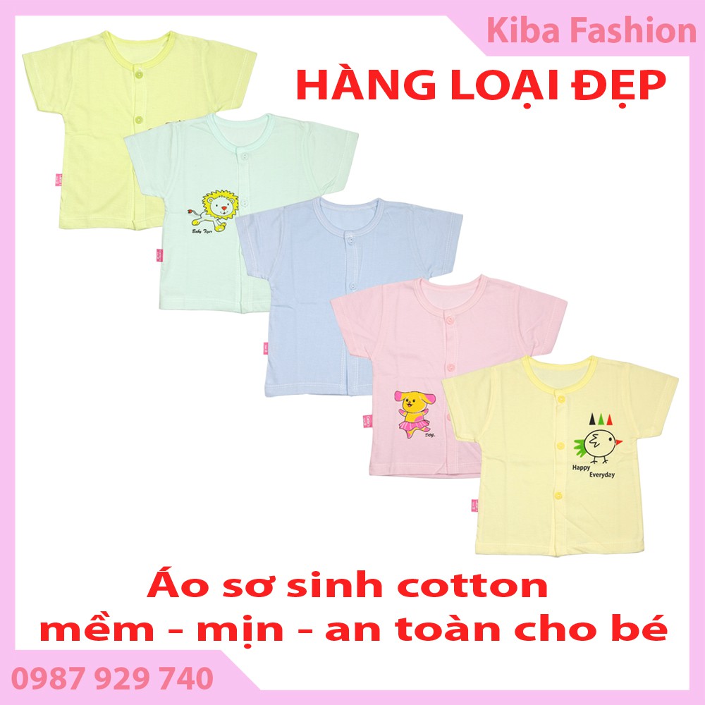 áo cộc tay màu cho bé sơ sinh từ 2-6kg (Cotton 100%, mềm mịn, thoáng mát, an toàn cho bé)