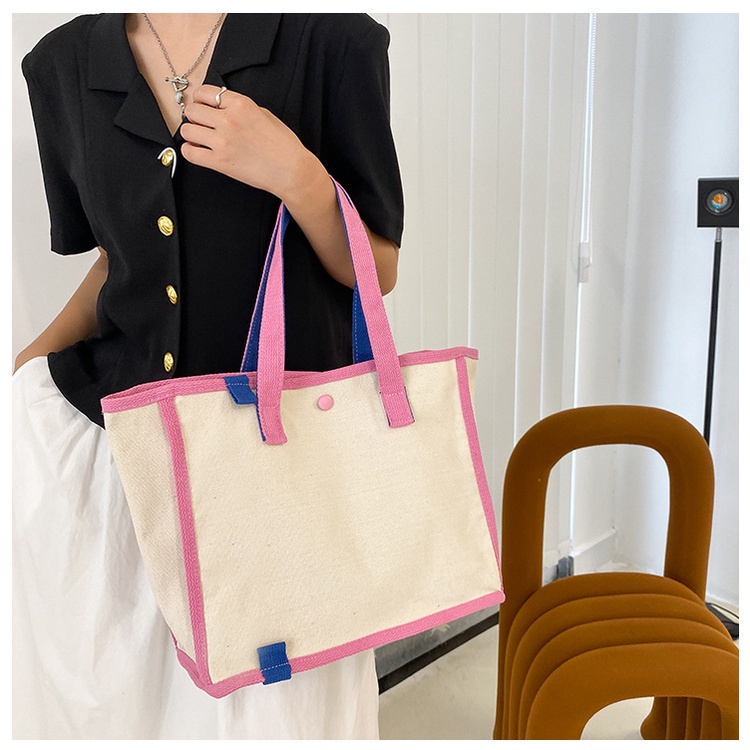Túi Xách Canvas Cỡ Lớn Màu Sắc Tương Phản Thời Trang Cho Nữ
