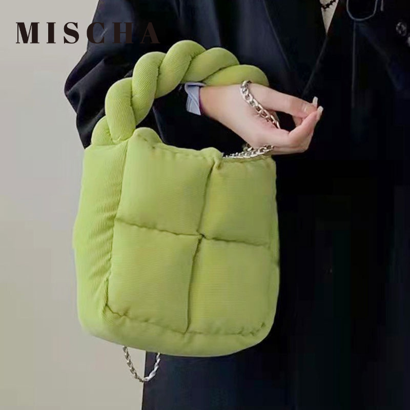 MISCHA Túi Xách Tote Mini Vải Nhung Cotton Mềm Mại Hợp Thời Trang