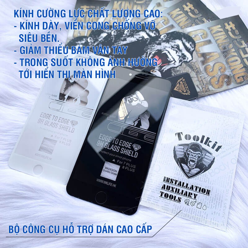 Kính cường lực iphone KingKong Cao Cấp Có Hộp 6/6s/6plus/6splus/7/7plus/8/8plus/plus/x/xr/xs/11/12/13/pro/max