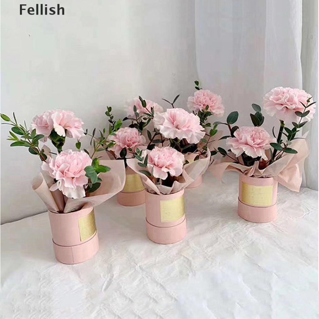 [Fellish] Round Flower Paper Boxes Lid Hug Florist Flower Bucket Gift Packaging Box 436VN