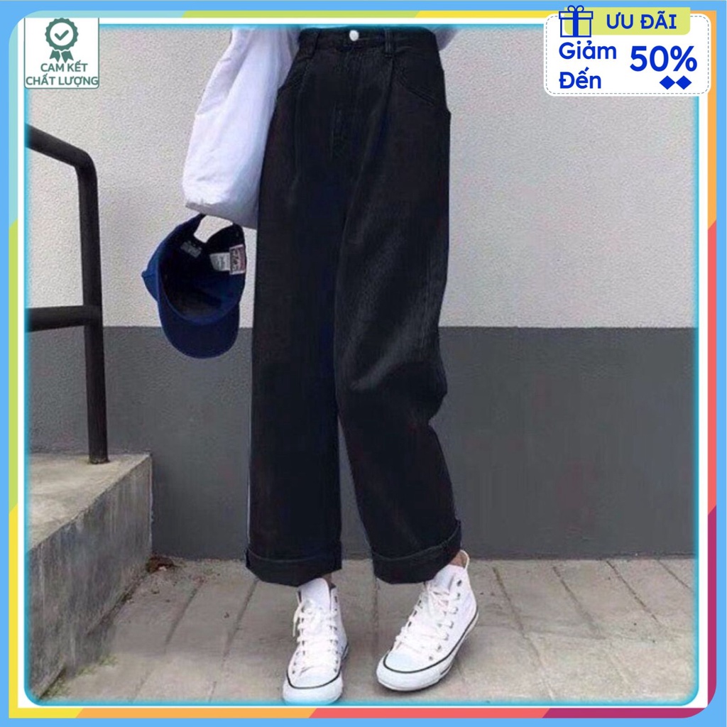 Quần jean nữ baggy ống suông rộng,Quần bò nam nữ dáng đứng vải jeans bò cao cấp